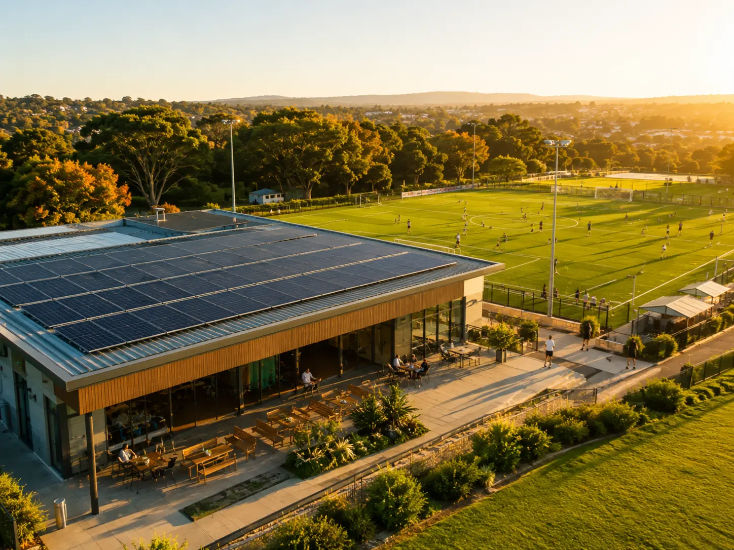 Community football pavilion solar